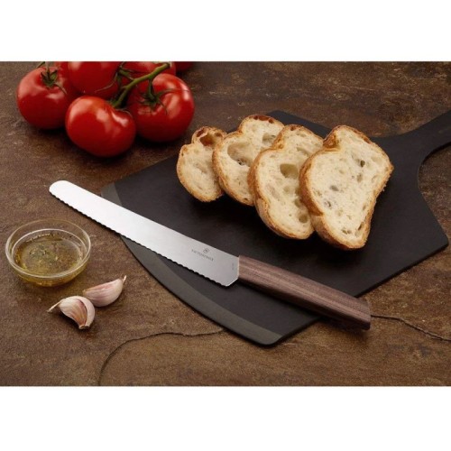 Кухонні ножі Ніж для хліба та випічки Victorinox SWISS MODERN 22см хвил дерев’ян 6.9070.22WG