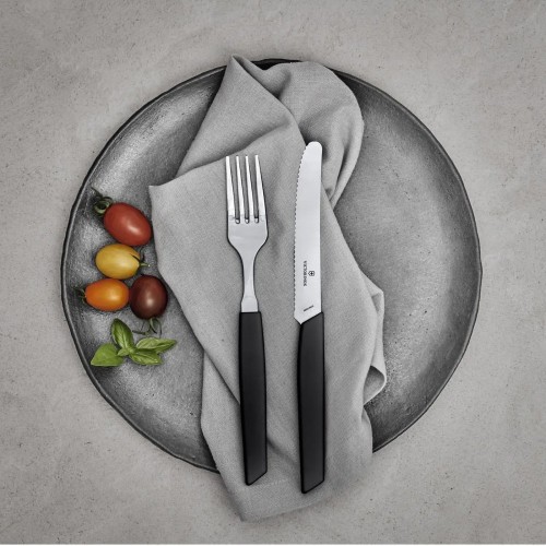 Кухонні ножі Ніж для томатів Victorinox SWISS MODERN Tomato&Sausage 11см хвил чорн 6.9003.11W