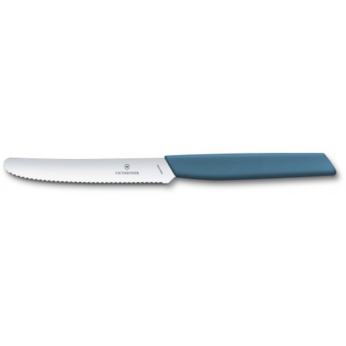 Кухонні ножі Ніж для томатів Victorinox SWISS MODERN Tomato&Sausage 11см хвил син 6.9006.11W2