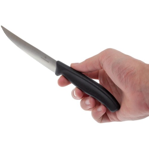 Кухонні ножі Ніж для стейка та піци Victorinox SWISS CLASSIC 12см хвил чорн 6.7933.12