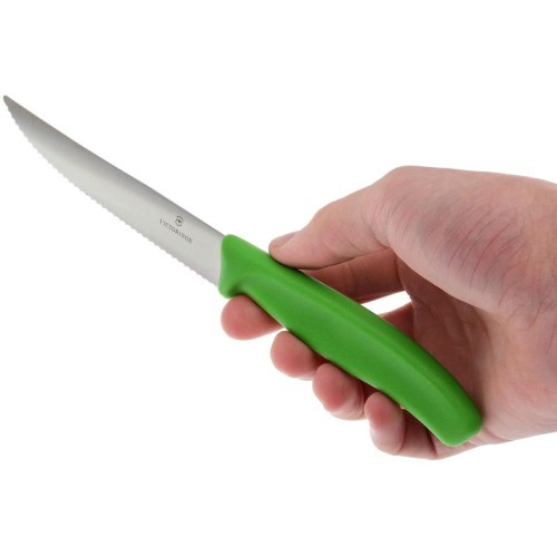 Кухонні ножі Ніж для стейка та піци Victorinox SWISS CLASSIC 12см хвил зелен 6.7936.12L4