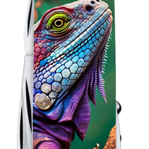 Ножі та мультитули Victorinox Складаний ніж Victorinox CAMPER ANIMAL Хамелеон 1.3613.3.F1020pw