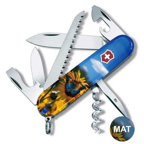 Ножі та мультитули Victorinox Складаний ніж Victorinox CAMPER UKRAINE Соняшники та метелик 1.3613.7.T3200pw