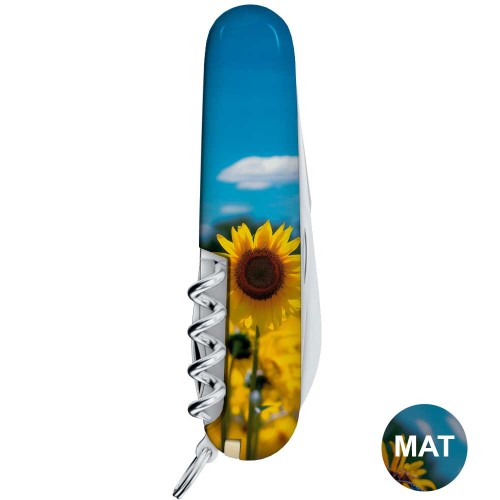 Ножі та мультитули Victorinox Складаний ніж Victorinox CAMPER UKRAINE Соняшники та метелик 1.3613.7.T3200pw