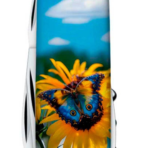 Ножі та мультитули Victorinox Складаний ніж Victorinox CAMPER UKRAINE Соняшники та метелик 1.3613.7.T3200pw