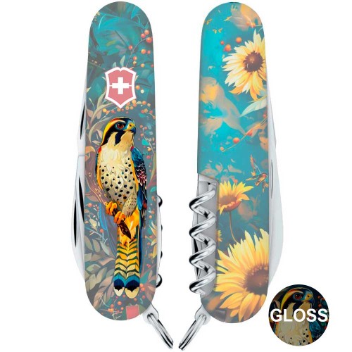 Ножі та мультитули Victorinox Складаний ніж Victorinox CAMPER UKRAINE Величний Сокіл 1.3613.3.T3180pw