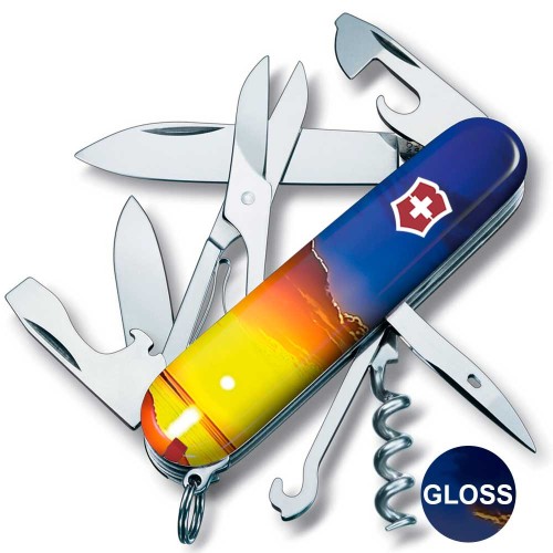 Ножи и мультитулы Victorinox Швейцарский складной нож 91мм Victorinox CLIMBER UKRAINE 1.3703.7.T3220pw
