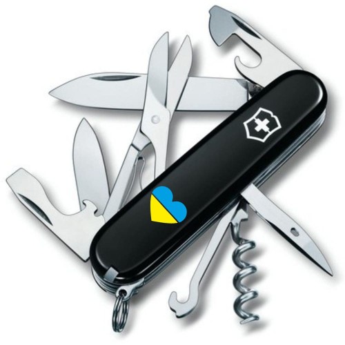 Ножи и мультитулы Victorinox Швейцарский складной нож 91мм Victorinox CLIMBER UKRAINE 1.3703.3_T1090u