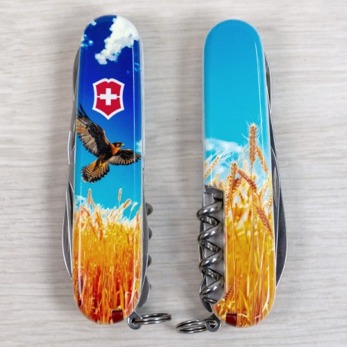 Ножи и мультитулы Victorinox Швейцарский складной нож 91мм Victorinox CLIMBER UKRAINE 1.3703.7.T3230pw