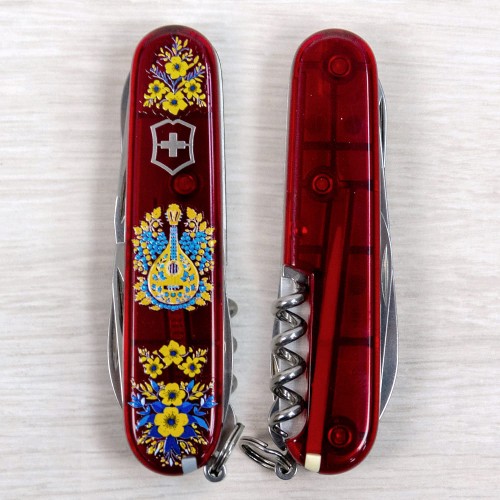 Ножи и мультитулы Victorinox Швейцарский складной нож 91мм Victorinox CLIMBER UKRAINE 1.3703.T.T1370u