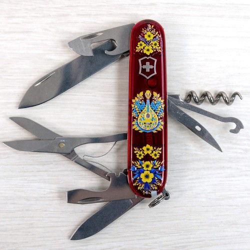 Ножи и мультитулы Victorinox Швейцарский складной нож 91мм Victorinox CLIMBER UKRAINE 1.3703.T.T1370u