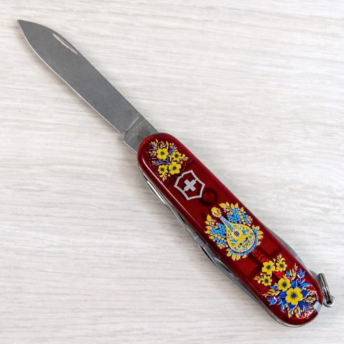 Ножи и мультитулы Victorinox Швейцарский складной нож 91мм Victorinox CLIMBER UKRAINE 1.3703.T.T1370u