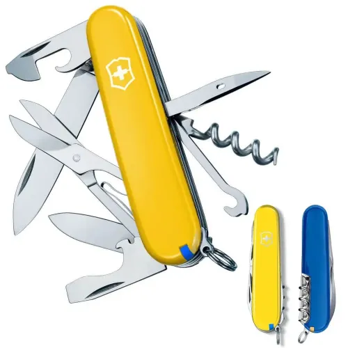Ножі та мультитули Victorinox Складаний ніж Victorinox CLIMBER UKRAINE жовто-синій 1.3703.8.2