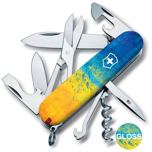 Ножи и мультитулы Victorinox Швейцарский складной нож Victorinox CLIMBER UKRAINE 1.3703.7.T3100p
