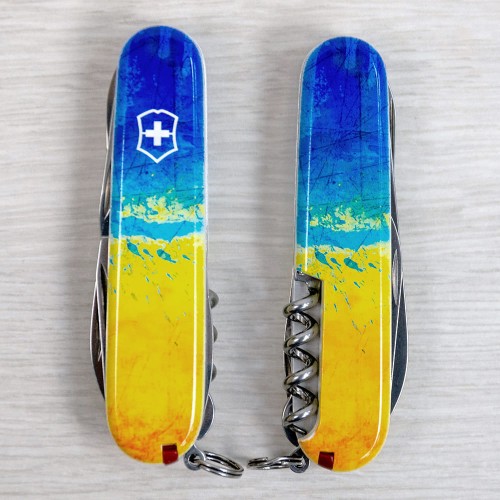 Ножи и мультитулы Victorinox Швейцарский складной нож 91мм Victorinox CLIMBER UKRAINE 1.3703.7.T3100pw