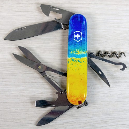 Ножи и мультитулы Victorinox Швейцарский складной нож 91мм Victorinox CLIMBER UKRAINE 1.3703.7.T3100pw