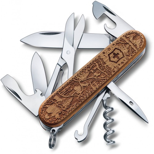 Ножи и мультитулы Victorinox Складаний ніж Victorinox CLIMBER WOOD Swiss Spirit SE (Lim.Ed. 12000) 1.3701.63L21