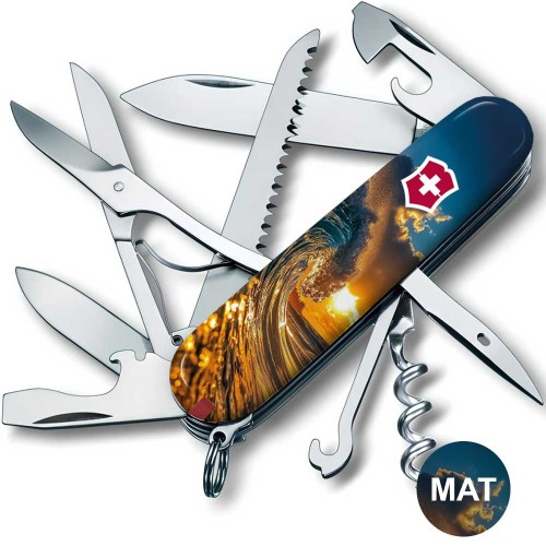 Ножи и мультитулы Victorinox Швейцарский складной нож 91мм Victorinox HUNTSMAN DESIGN Солнечная волна 1.3713.3.R2080pk