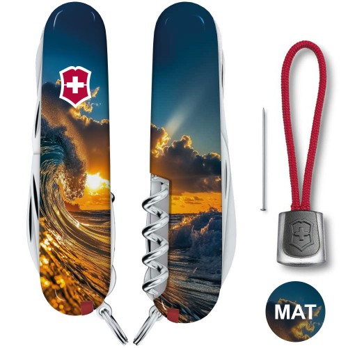 Ножи и мультитулы Victorinox Швейцарский складной нож 91мм Victorinox HUNTSMAN DESIGN Солнечная волна 1.3713.3.R2080pk