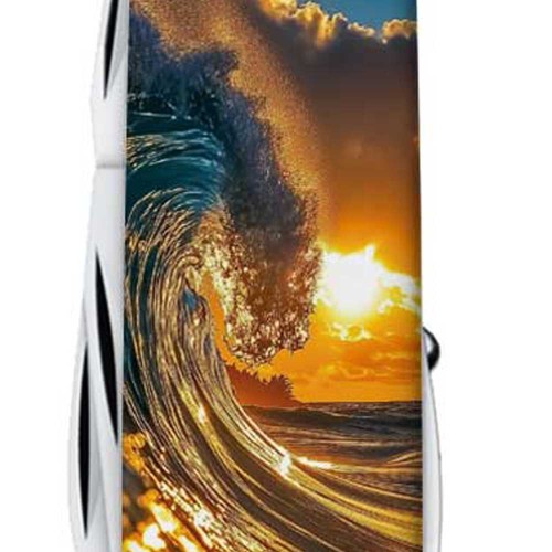 Ножи и мультитулы Victorinox Швейцарский складной нож 91мм Victorinox HUNTSMAN DESIGN Солнечная волна 1.3713.3.R2080pk