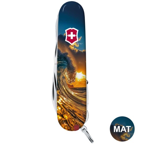 Ножи и мультитулы Victorinox Швейцарский складной нож 91мм Victorinox HUNTSMAN DESIGN Солнечная волна 1.3713.3.R2080pk