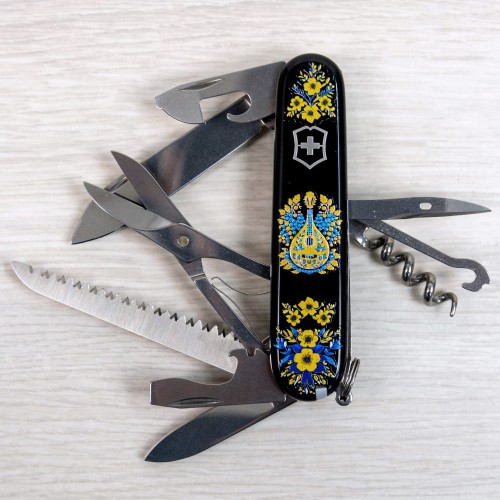 Ножи и мультитулы Victorinox Швейцарский складной нож 91мм Victorinox HUNTSMAN UKRAINE 1.3713.3.T1370u
