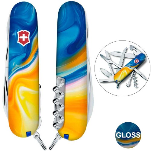 Ножи и мультитулы Victorinox Швейцарский складной нож 91мм Victorinox HUNTSMAN UKRAINE 1.3713.7.T3250pw