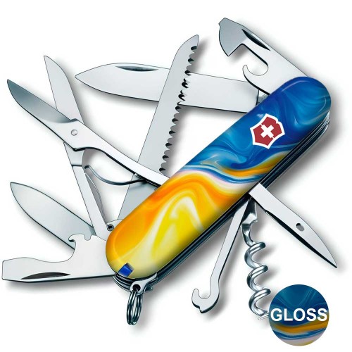 Ножи и мультитулы Victorinox Швейцарский складной нож 91мм Victorinox HUNTSMAN UKRAINE 1.3713.7.T3250pw