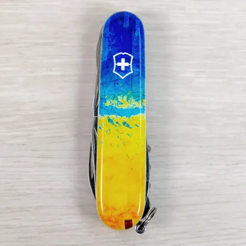 Ножі та мультитули Victorinox Складаний ніж Victorinox HUNTSMAN UKRAINE Жовто-синій малюнок 1.3713.7.T3100pw