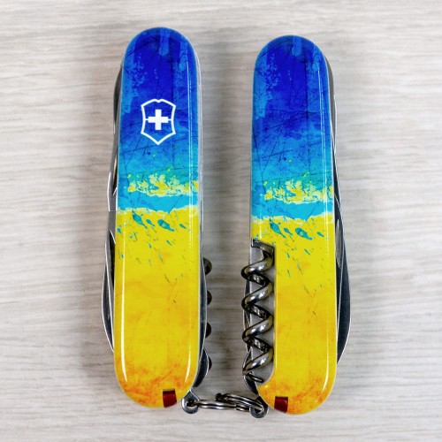 Ножи и мультитулы Victorinox Швейцарский складной нож 91мм Victorinox HUNTSMAN UKRAINE 1.3713.7.T3100pw