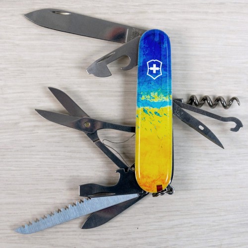 Ножи и мультитулы Victorinox Швейцарский складной нож 91мм Victorinox HUNTSMAN UKRAINE 1.3713.7.T3100pw