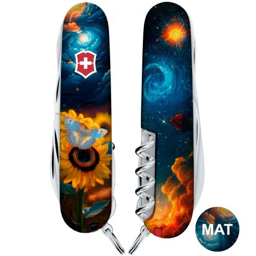 Ножи и мультитулы Victorinox Швейцарский складной нож 91мм Victorinox HUNTSMAN UKRAINE 1.3713.3.T3240pw