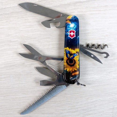 Ножи и мультитулы Victorinox Швейцарский складной нож 91мм Victorinox HUNTSMAN UKRAINE 1.3713.3.T3240pw