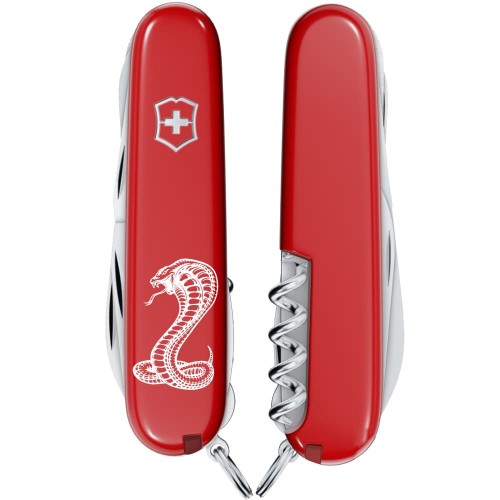 Ножи и мультитулы Victorinox Швейцарский складной нож 91мм Victorinox HUNTSMAN ZODIAC Могучая кобра 1.3713.Z4340u