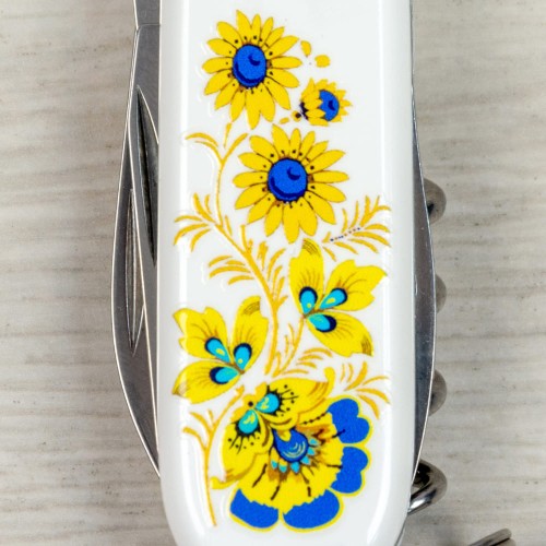 Ножи и мультитулы Victorinox Швейцарский складной нож 91мм Victorinox SPARTAN UKRAINE 1.3603.7_T1050u