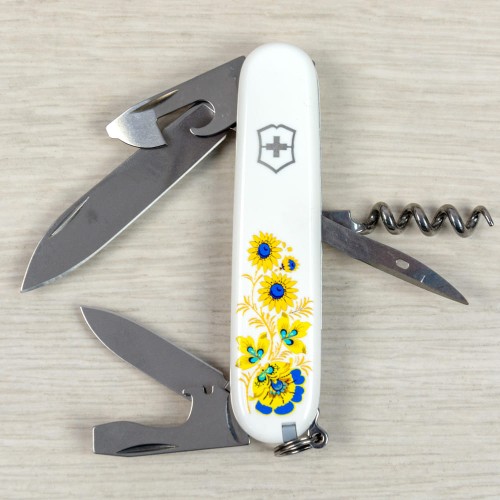 Ножи и мультитулы Victorinox Швейцарский складной нож 91мм Victorinox SPARTAN UKRAINE 1.3603.7_T1050u