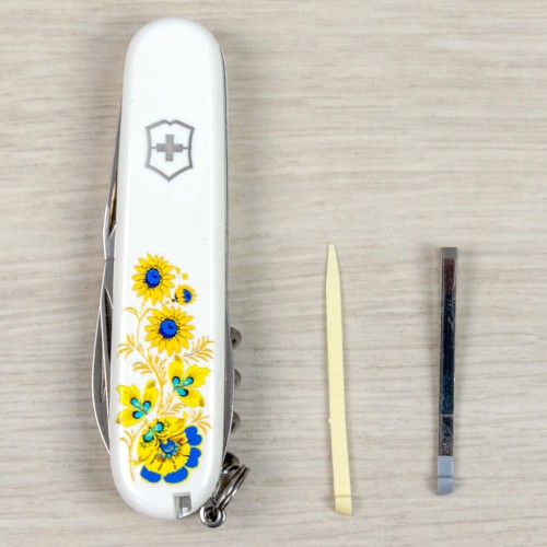 Ножи и мультитулы Victorinox Швейцарский складной нож 91мм Victorinox SPARTAN UKRAINE 1.3603.7_T1050u