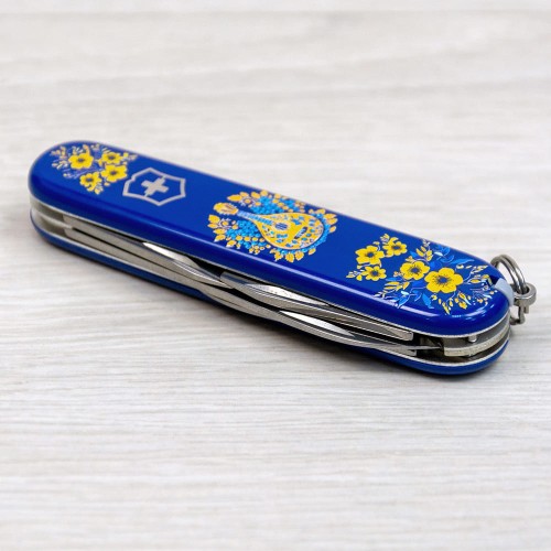 Ножи и мультитулы Victorinox Швейцарский складной нож 91мм Victorinox SPARTAN UKRAINE 1.3603.2.T1370u