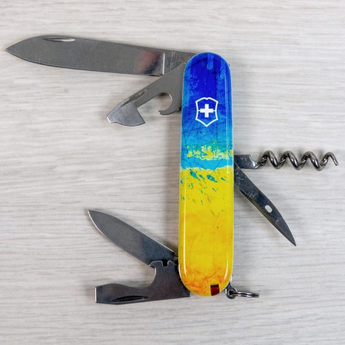 Ножи и мультитулы Victorinox Швейцарский складной нож 91мм Victorinox SPARTAN UKRAINE 1.3603.7.T3100pw
