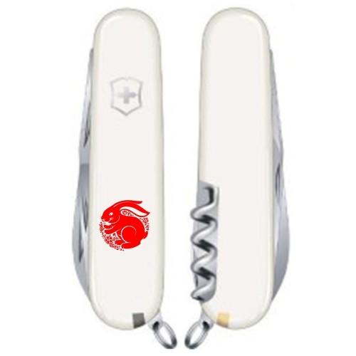 Ножи и мультитулы Victorinox Складаний ніж Victorinox SPARTAN ZODIAC Щасливий кролик черв. 1.3603.7_Z2161u