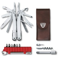 Мультитул Victorinox SWISSTOOL SPIRIT X PLUS RATCHET 3.0236.L + коричневый кожаный чехол