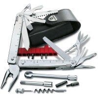 Мультитул Victorinox SWISSTOOL X PLUS RATCHET 3.0339.L + черный кожаный чехол