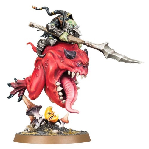 Мініатюра AGE OF SIGMAR: GLOOMSPITE GITZ - LOONBOSS ON GIANT CAVE SQUIG