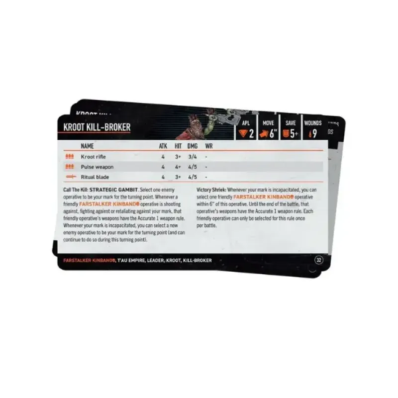 Карты WARHAMMER 40000: KILL TEAM DATACARDS — FARSTALKER KINBAND (ENG)